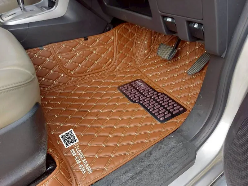 พรมปูพื้นรถยนต์ Isuzu MuX 2016 สีน้ำตาลเข้มด้ายคู่