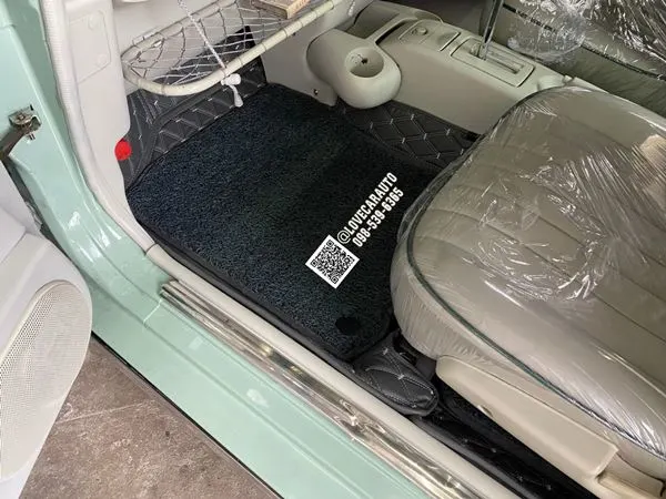 พรมรถยนต์ 6D Nissan figaro พรมvvip ด้ายคู่ สีเทา + ดักฝุ่นสีเทา