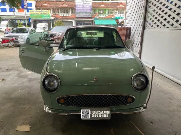พรมรถยนต์ 6D Nissan figaro พรมvvip ด้ายคู่ สีเทา + ดักฝุ่นสีเทา