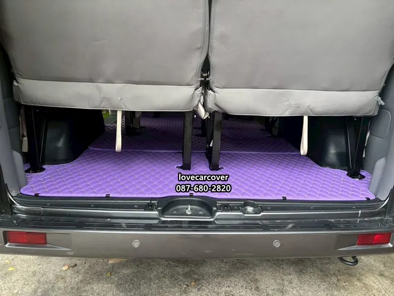 พรมปูพื้นรถยนต์6D MG V80 พรม VVIP ด้ายคู่สีม่วงด้ายทอง