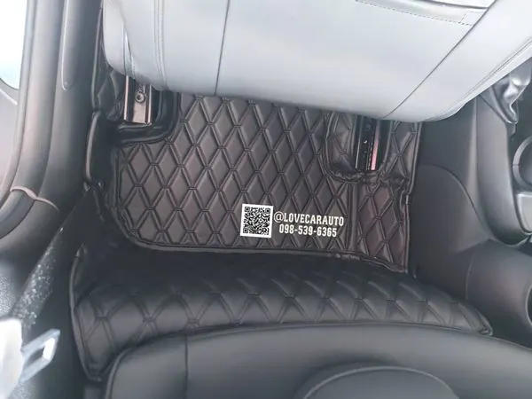 พรมปูพื้นรถยนต์ 6D Mini Cooper F56 สีดำล้วนด้ายคู่เต็มคัน+แผ่นท้ายกระดุมเล็กpvc