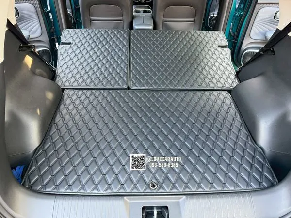 พรมปูพื้นรถยนต์ 7D Aion UT พรม6DVVIP ด้ายคู่สีดำด้าดำ+กระดุมเล็กสีเทา