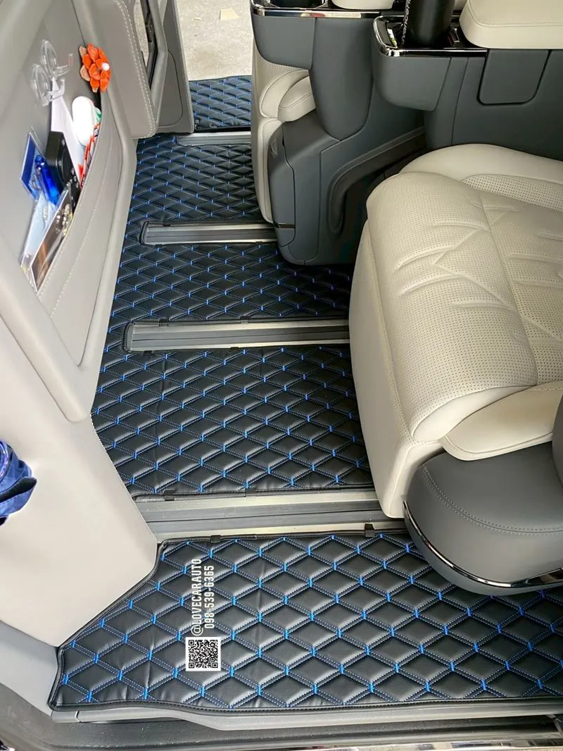 พรมรถตู้ 6D Zeekr 009 vvip ดำด้ายน้ำเงิน