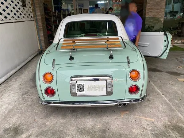 พรมรถยนต์ 6D Nissan figaro พรมvvip ด้ายคู่ สีเทา + ดักฝุ่นสีเทา