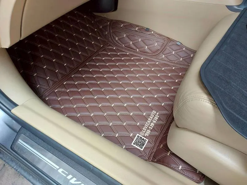 พรมปูพื้นรถยนต์ Honda Civic FB สีกาแฟด้ายคู่