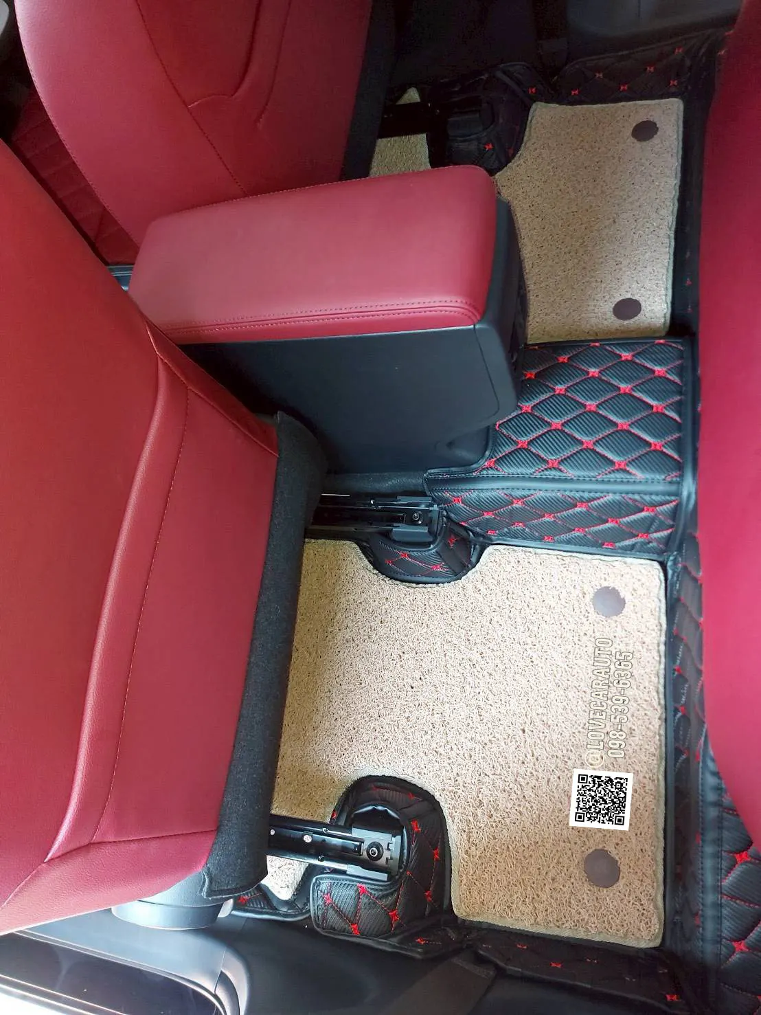 พรมปูพื้นรถยนต์ Yaris Ativ 2025 สีดำด้ายแดงเคฟล่า+ไวนิลครีม