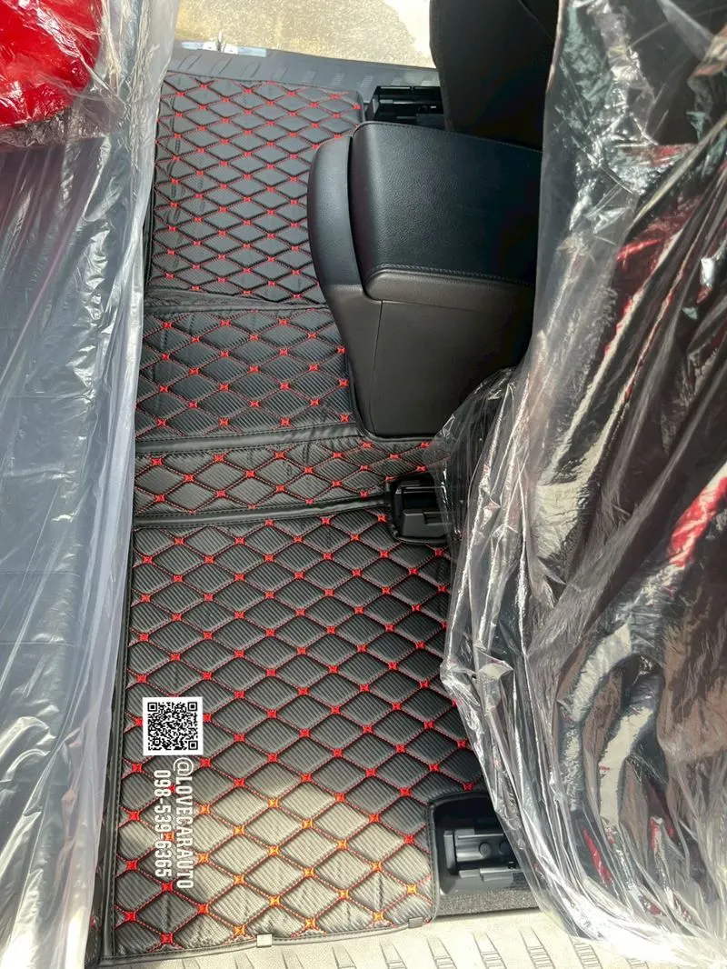 พรมปูพื้นรถยนต์6D Toyota Revo Cab เคฟล่าสีดำด้ายแดง