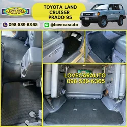 พรมปูพื้นรถยนต์ Toyota Land Cruiser prado95 กระดุมเล็กสีดำขอบดำ