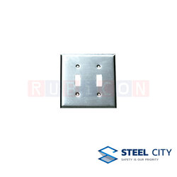STEEL CITY FY42 ฝาปิดเอฟ.เอส.บ๊อกซ์ ดับเบิ้ล แก๊งค์ สังกะสี แบบสวิทซ์+สวิทซ์(F.S. Cover Plates Double gang)