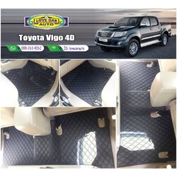 พรมรถยนต์ 6D สีดำด้ายดำ Toyota Vigo 4D