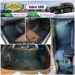 พรมปูพื้นรถยนต์ volvo V60 T8 Recharge 2023 สีดำด้ายดำ เต็มคันรวมซุ้มล้อ
