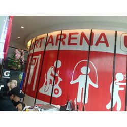 งานพิมพ์สติกเกอร์ติดลงบนกระจก ปริ้นท์สติกเกอร์ติดลงบนผนัง งานสติกเกอร์ U SPORT ARENA