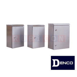 DENCO DS-S-02 ตู้สแตนเลสกันผุ่น ตู้เชื่อมรอบกันน้ำ ตู้สแตนเลส กันน้ำ มีหลังคา ขนาด : 300X450X150 มม. วัสดุเหล็กหนา 1.5 มม. (Compact Enclosure MODEL DS-S)