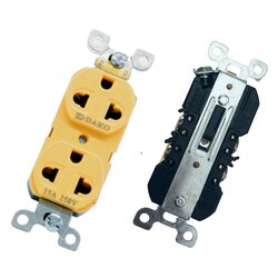 "DAKO PLUG" N-270TY ปลั๊กตัวเมียช่องคู่เเบบฝัง สีเหลือง