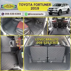 พรมปูพื้นรถยนต์ 6D Toyota Fortuner 2019 สีดำล้วนด้ายคู่