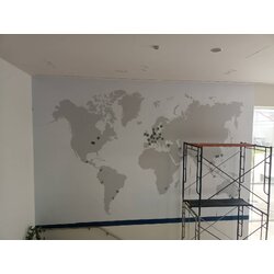 ป้ายสติกเกอร์ติดลงบนกำแพง งานแผนที่ประเทศไทย
