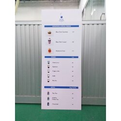 งานพิมพ์เมนูเครื่องดื่มพีพีบอร์ด ร้านBLUE CHERI COFFEE