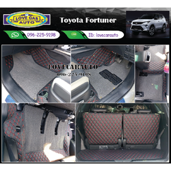 พรมรถยนต์ 8D สีดำด้ายแดง + ไวนิลสีเทา Toyota fortuner