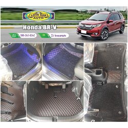 พรมรถยนต์ 7D สีดำด้ายแดง + ไวนิลสีดำ Honda BR-V