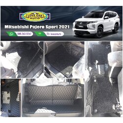 พรมรถยนต์ 7D สีดำด้ายดำ + ไวนิลสีดำ Mitsubishi Pajero Sport 2021