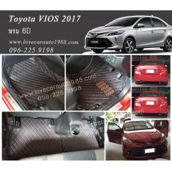 พรม 6D Toyota Vios สีดำด้ายแดง