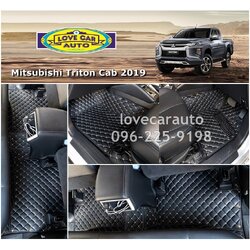 พรมรถยนต์ 6D สีดำด้ายครีม Mitsubishi Triton Cab 2019