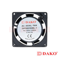 "DAKO" DPF8025HBL-2 พัดลมระบายความร้อนใบพัดพลาสติก ขนาด 3" 220/240V
