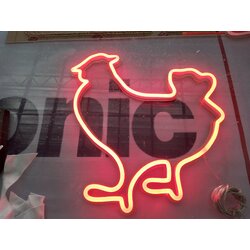 ป้ายไฟนีออนเฟล็กซ์ร้านอาหาร ป้ายไฟแอลอีดีร้านอาหาร ป้ายไฟนีออน งานป้ายไฟร้านอาหารรูปทรงลายเส้นไก่