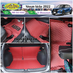 พรมปูพื้นรถยนต์ 6D Nissan Kicks 2022 สีแดงไวน์ เต็มคัน