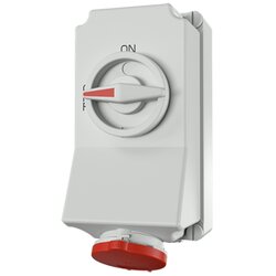 MENNEKES 5100A (รหัสใหม่ 5601406G) ปลั๊กตัวเมียติดผนัง พร้อมสวิทว์และ DUO-Interlock (3P+E) 16A 400V IP44