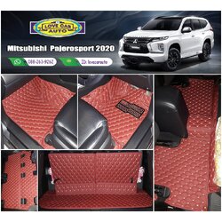 พรมรถยนต์ 6D สีแดงไวน์ Mitsubishi Pajero sport 2020