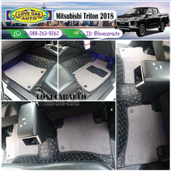 พรม7D Mitsubishi Triton 2018 สีดำด้ายทอง+ไวนิลเทา