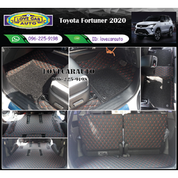 พรมรถยนต์ 7D สีดำด้ายแดง + ไวนิลสีดำ Toyota Fortuner 2020