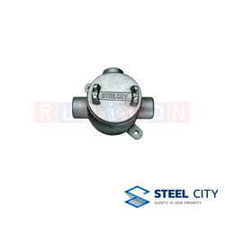 STEEL CITY บ๊อกซ์กลมเหล็กหล่ออาบสังกะสี พร้อมฝา 3 ทาง (HOT DIP GALVANIZED JUNCTION BOXES WITH COVERS)