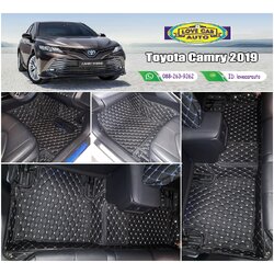 พรมรถยนต์ 6D สีดำด้ายครีม Toyota Camry 2019