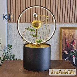 น้ำพุตั้งโต๊ะ รุ่นแบบที่3ใบแก้วสีเขียวมรกต น้ำพุน้ำล้นแต่งบ้านสำเร็จรูป เสริมฮวงจุ้ย น้ำพุราคาถูก