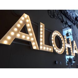 งานป้ายไฟวินเทจ ป้ายไฟตัวอักษรปิงปอง งานALOHA