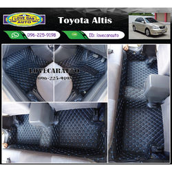 พรมรถยนต์ 6D สีดำด้ายฟ้า Toyota Altis