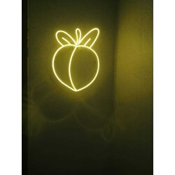 ป้ายไฟนีออนดัด รูปผลไม้ รูปพีช สีเหลือง
