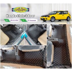 พรมรถยนต์ 6D Honda Civic 3 Door สีดำด้ายทอง