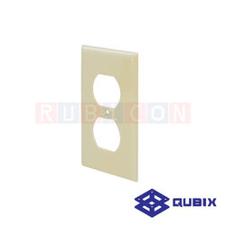 QUBIX F2132Y ฝาพลาสติก ฝาปลั๊กคู่ สีงาช้าง สำหรับสวิตช์/เต้ารับไฟฟ้า R270U, R826 (WALL PLATES)