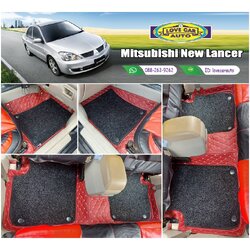 พรมรถยนต์ 7D สีแดงไวน์ + ไวนิลสีดำ Mitsubishi New Lancer