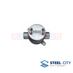 STEEL CITY บ๊อกซ์กลมเหล็กหล่ออาบสังกะสี พร้อมฝา 2 ทาง (HOT DIP GALVANIZED JUNCTION BOXES WITH COVERS)