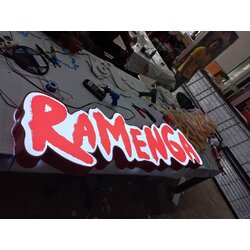 ป้ายไฟled กล่องไฟไดคัท งานRAMENGA