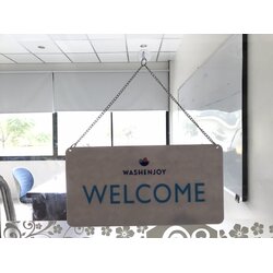 ป้ายแขวนติดบนกระจก ป้ายwelcome งานWASHENJOY