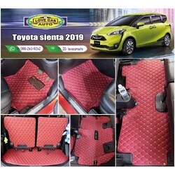 พรมรถยนต์ 6D สีแดงไวน์ Toyota sienta 2019
