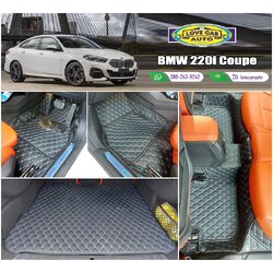 พรมรถยนต์ 6D สีดำด้ายฟ้า BMW 220i Coupe