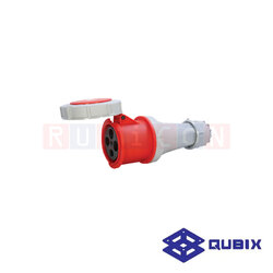 QUBIX AJ-2442 ปลั๊กพาวเวอร์ตัวเมียกลางทางกันน้ำ 4 ขา 3P+E 125A 380-415V 6H IP67