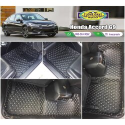 พรมรถยนต์ 6D สีดำด้ายทอง Honda Accord G9