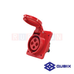 QUBIX AJ-314 ปลั๊กพาวเวอร์ตัวเมียฝังผนัง 4 ขา 3P+E 16A 380-415V 6H IP44